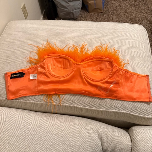 Fashion Nova Orange Feathered Top - Picture 6 of 8